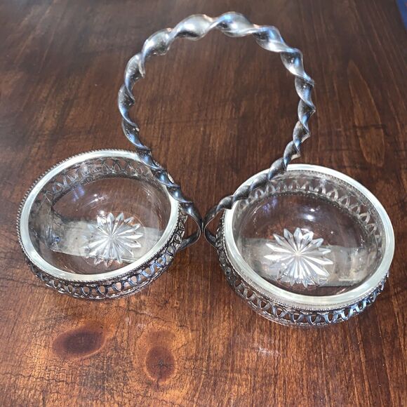 Vintage VTG Latticework Silverplate Condiment Relish Candy...